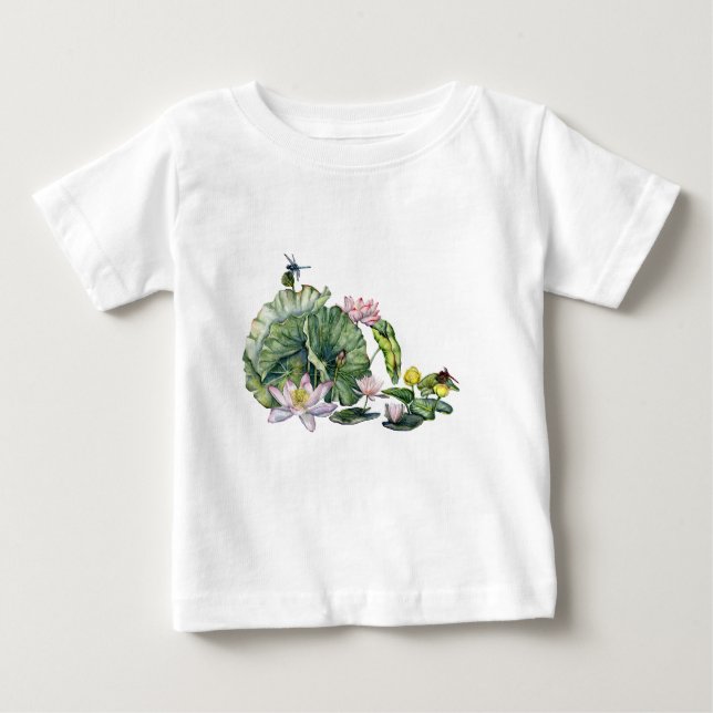 Camiseta Lírios de água japoneses e Flores de Lotus (Frente)