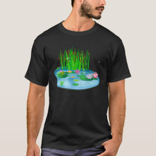 Camiseta lírios de água Lagoa com sapo no lírio aquático ta