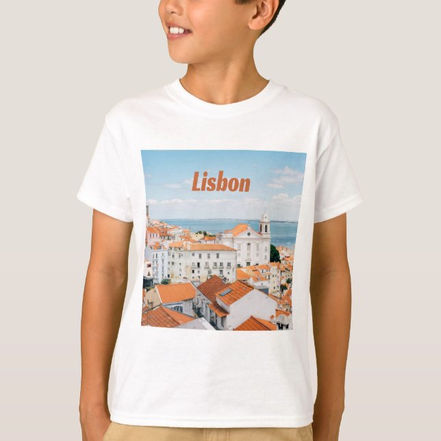 Camiseta Lisboa Portugal Atlântico praias Red Roofs (Frente)
