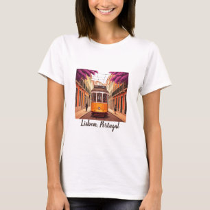 Camiseta Lisboa Portugal Flores Amarelas de Trama Roxo