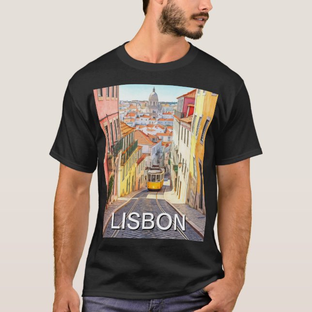Camiseta Lisboa Portugal Pantheon Alfama Watercolor (Frente)