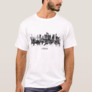 Camiseta Lisboa Portugal Skyline BW