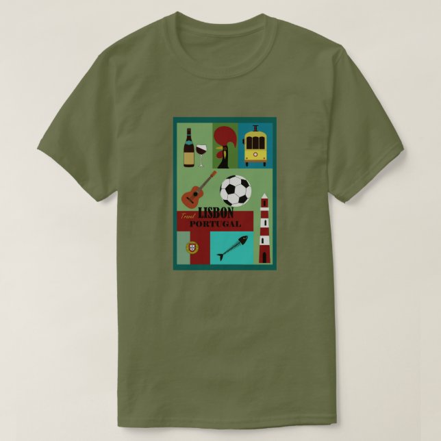 Camiseta Lisboa Portugal Viagens vintage Art (Frente do Design)