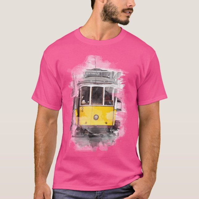 Camiseta Lisboa Tram 28 Watercolor (Frente)