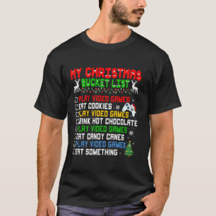 Camiseta Lista de Baldes do Natal Hat Engraçado Vídeo Gamer