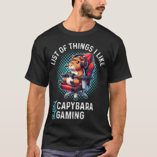 Camiseta Lista de Coisas Kawaii Capivara Fofa Vídeo G