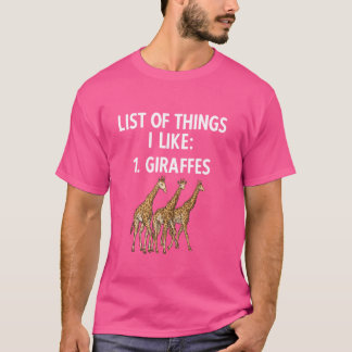 Camiseta Lista de Coisas que Eu Gosto de Girafa Safari Zool