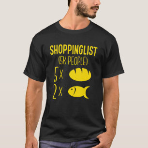 Camiseta Lista de Compras Dois Peixes E Cinco Pães Mateus 1