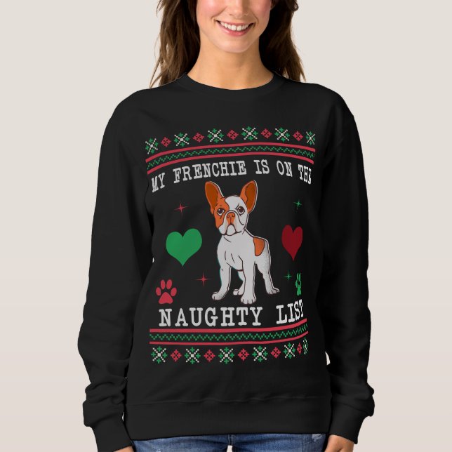 Camiseta Lista de Doidos Malvados de Natal Feios em Francês (Frente)