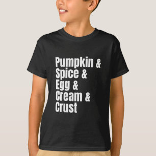 Camiseta Lista de Ingredientes de Torta de Abóbora de Ação 