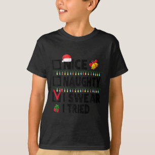 Camiseta Lista de Natal Divertida Boa Travessa Juro Que Ten