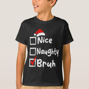 Camiseta Lista de Natal Divertida Família Meninos Legal Tra
