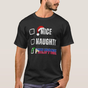 Camiseta Lista de Natal Filipina do Papai Noel Bonito Trave