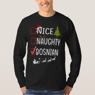 Camiseta Lista de Natal Xmas Papai Noel Bonito Malvado Bósn