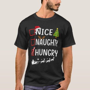 Camiseta Lista de Natal Xmas Papai Noel Bonito Travesso