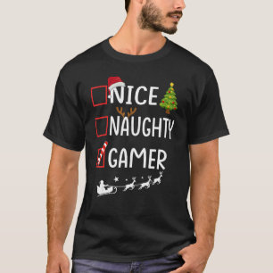 Camiseta Lista de Natal Xmas Papai Noel é um jogador malvad
