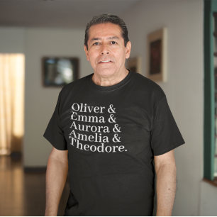 Camiseta Lista de nomes de netos personalizados com Ampersa