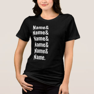 Camiseta Lista de Nomes Personalizados Engraçados Mulheres