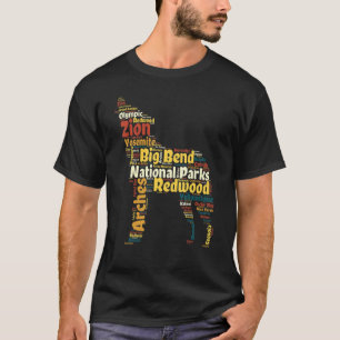 Camiseta Lista de Parques Nacionais da Nuvem do Word - List