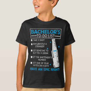 Camiseta Lista de Tarefas do Solteirão Noiva Festa Engraçad