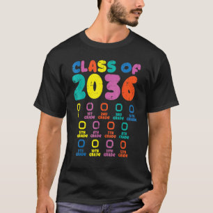 Camiseta Lista de Verificação da Turma Colorida de 2036 Jar