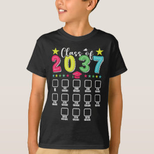 Camiseta Lista de verificação de graduação da turma de 2037