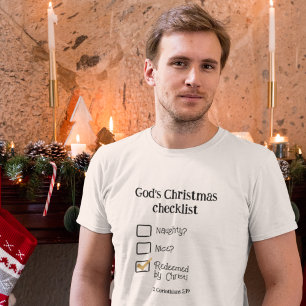 CAMISETA LISTA DE VERIFICAÇÃO DE NATAL DE DEUS