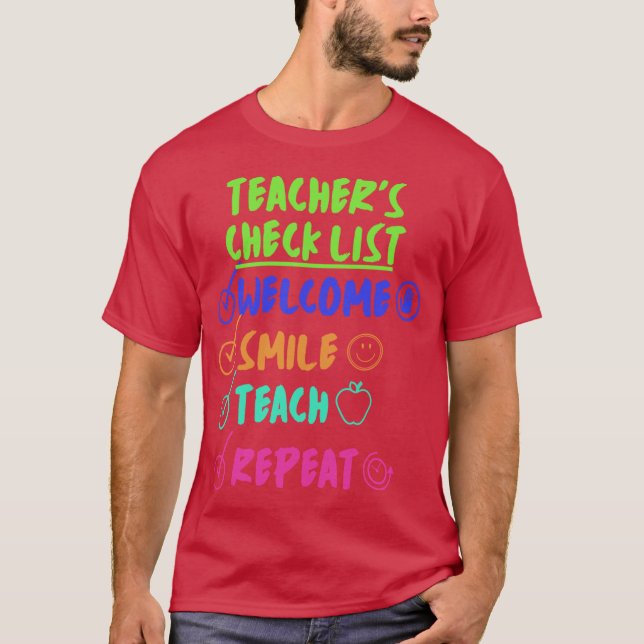 Camiseta LISTA DE VERIFICAÇÃO DE PROFESSORES engraçado (Frente)