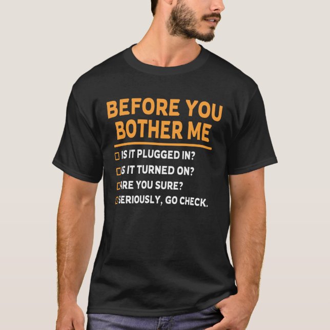 Camiseta lista de verificação de suporte técnico (Frente)