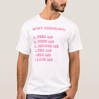 CAMISETA LISTA DE VERIFICAÇÃO DO BEBÉ