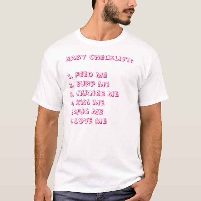 CAMISETA LISTA DE VERIFICAÇÃO DO BEBÉ (Frente)