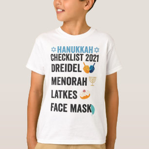 Camiseta Lista de Verificação do Hanukkah 2021 Dreidel Meno