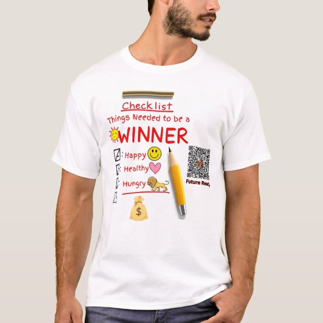 Camiseta Lista de verificação do vencedor (Frente)