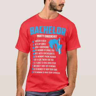 Camiseta Lista de Verificação Festa de Despedida de Solteir