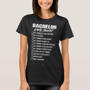 Camiseta Lista de Verificação para Despedida de Solteiro No