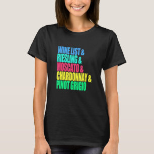 Camiseta Lista De Vinhos De Vino Chardonnay Moscato