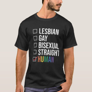 Camiseta Lista Humana de Heteros Bissexuais e Gay de Lésbic