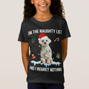 Camiseta Lista Malvada De Cães Malteses De Natal E Eu Não M