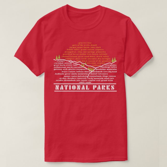 Camiseta Lista Nacional de Parques dos EUA (Frente do Design)