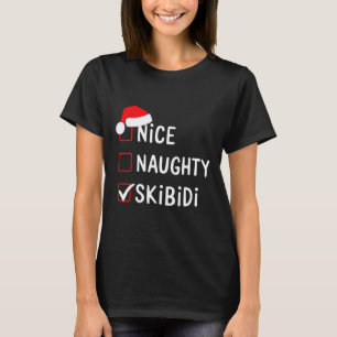 Camiseta Lista Nice Naughty Skibidi Papai Noel Xmas Rizz Ch