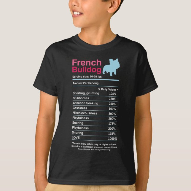 Camiseta Listas Francesas de Ingredientes do Buldogue (Frente)