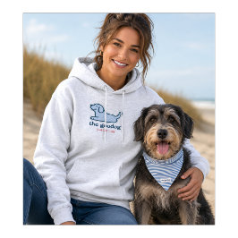 Camiseta Listra Azul e Branca Seersucker Silhueta de Cachor