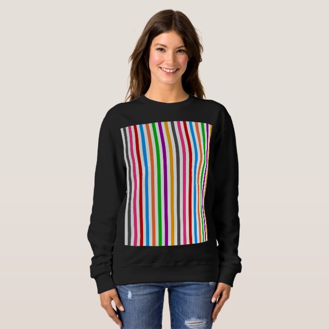 Camiseta Listras Arco-Íris Colorido Design - Branco  (Frente Completa)