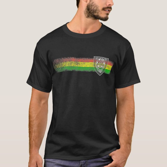 Camiseta Listras da reggae de Rasta com o protetor de David (Frente)