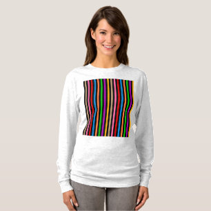 Camiseta Listras de Arco-Íris Colorido - Preto 