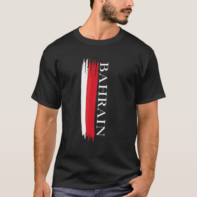 Camiseta Listras de Cores da Bandeira do Bahrein (Frente)