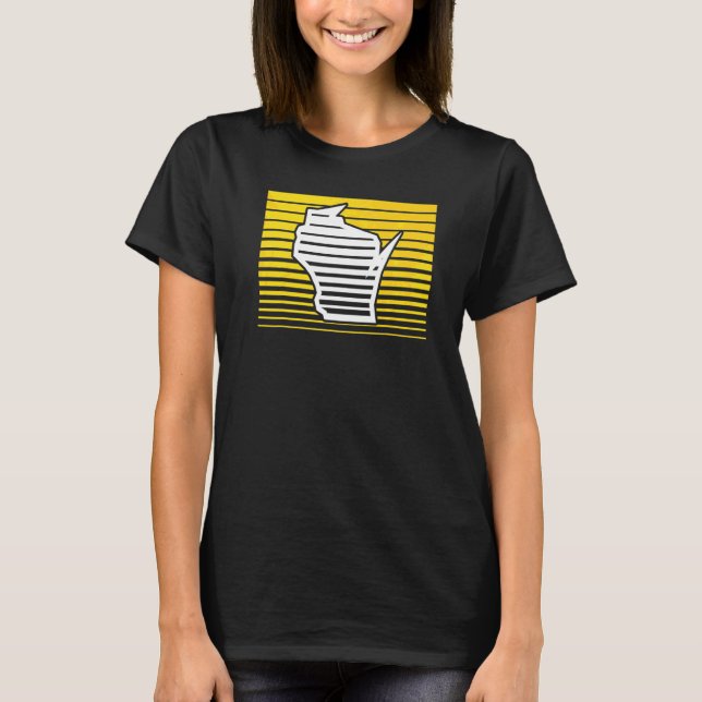 Camiseta Listras de Gradiente Retro Milwaukee Wisconsin (Frente)