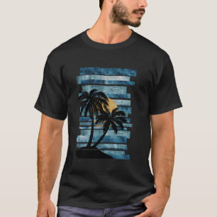 Camiseta Listras de Pôr do Sol Oceânico Tropical