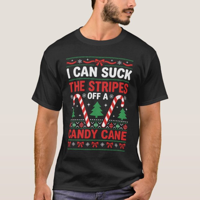 Camiseta Listras Divertidas de Bengala de Natal (Frente)