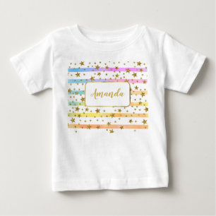 Camiseta Listras e estrelas femininas personalizadas